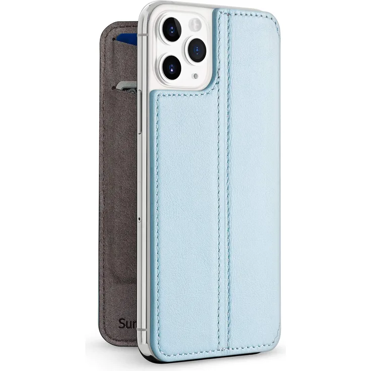 Twelve South SurfacePad for iPhone 11 Pro | Ultra-Slim Luxury Napa Leather Cover + Display Stand with Sleep-Wake (Slate)
