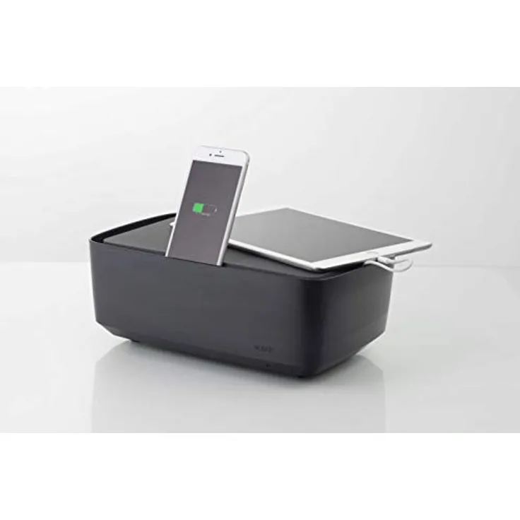 KMP Ladestation für mehrere Geräte - schwarz - 6 Port Multi Handy, Tablet und Laptop Ladestation - 3 USB Anschlüsse und 3 Steckdosen - EU Version