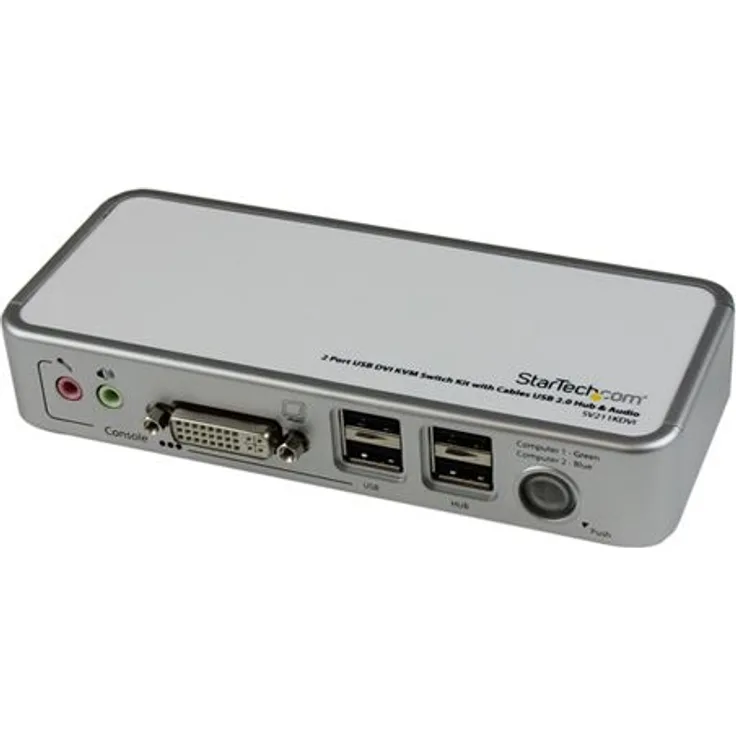StarTech.com 2-Port USB DVI KVM Switch-Set mit Kabeln, USB 2.0 Hub und Audio