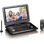 Lenco Tragbarer DVD-Player DVP - DVB-T2 Empfänger - 12 Zoll DVD-Player mit Fernseher - DVB-T2 Tuner - integrierter Li-Ionen Akku - 12 Volt KfZ Adapter - Antenne - Fernbedienung - Schwarz