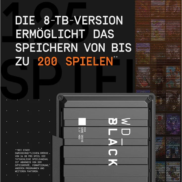 WD_BLACK P10 Game Drive WDBA3A0050BBK - Festplatte - 5 TB - extern (tragbar) - USB 3.2 Gen 1 - Schwarz (WDBA3A0050BBK-WESN) – Bild 3