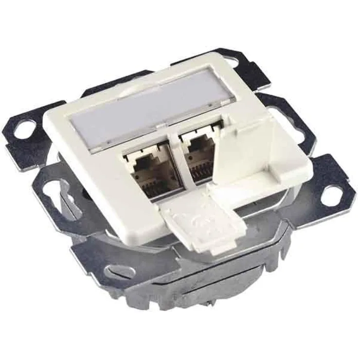 Telegärtner AMJ45 8-8 Up-50 Anschlussdose Kanaleinbau Kat5e 2er Alpinweiss Alpinweiss