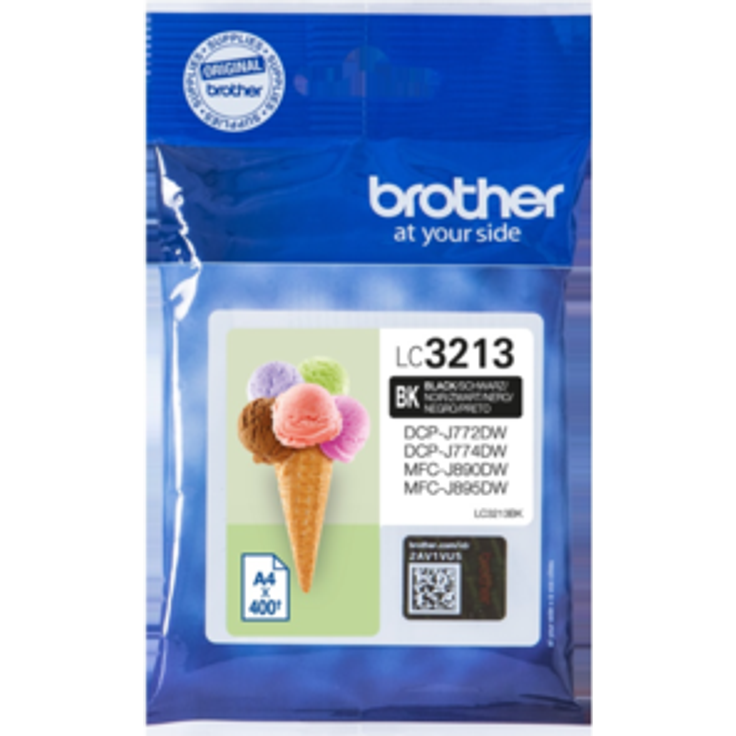 Brother LC-3213BK Tintenpatrone (400 Seiten, geeignet für Brother DCP-J772DW, DCP-J774DW, MFC-J890DW, MFC-J895DW) schwarz