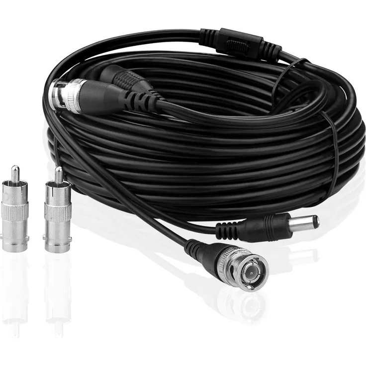 SIENOC DC Power Sicherheitskamera Kabel CCTV Video Power Wire BNC RCA Schnur DVR Schwarz (10m)