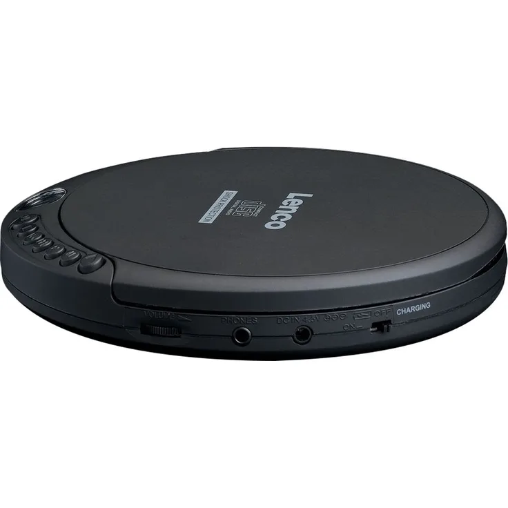 Lenco CD-Player CD-200 Discman mit LCD-Display, Batterie- und Netzfunktion, Inklusive Stereo-Kopfhörer, USB-Ladekabel Schwarz