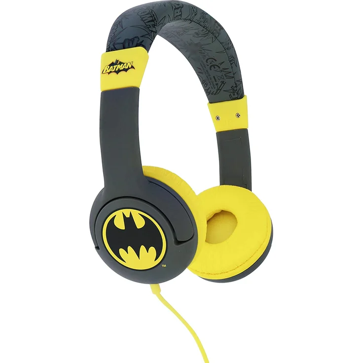 OTL Batman Caped Crusador Junior On-Ear-Kopfhörer, geeignet für Kinder, grau, gelb – Bild 1