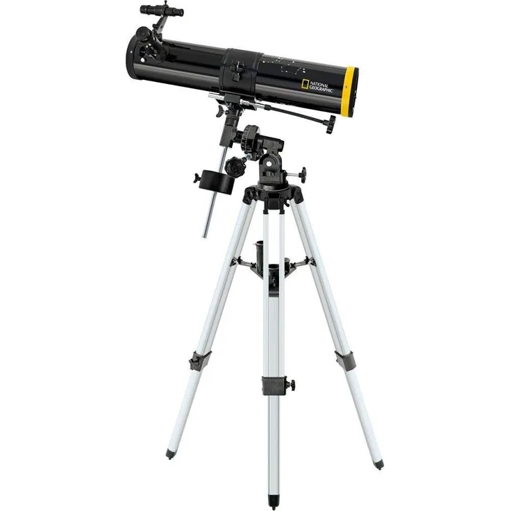 National Geographic Reflektor Teleskop 76-700 EQ mit äquatorialer Montierung, Stativ, Smartphone Kamera Adapter und umfangreichem Zubehör