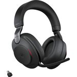 Jabra Evolve2 85 Wireless Headset, Noise Cancelling Microsoft Teams Stereo Kopfhörer mit langer Akkulaufzeit, USB-C Bluetooth Adapter, schwarz
