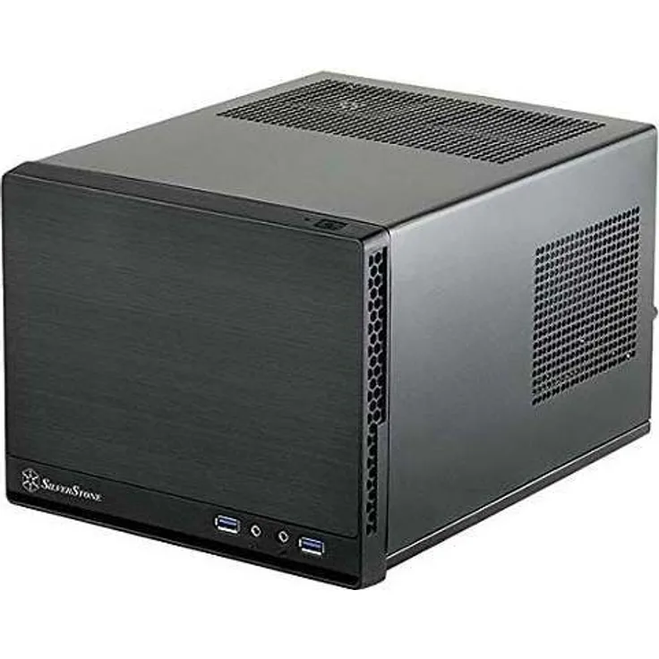 SilverStone SST-SG13B-Q - Sugo Mini-ITX kompaktes Cube Gehäuse, Plastik-Frontblende mit Faux-Aluminium-Oberfläche, schwarz