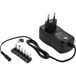Poppstar Universal Schaltnetzteil (3V 4,5V 5V 6V 7,5V 9V 12V - 2A (2000mA) Netzteil mit 6 Wechselsteckern (5.5x2.5, 5.5x2.1, 4.0x1.7, 3.5x1.35, 2.35x0.7, 2.5mm Mono), 150cm