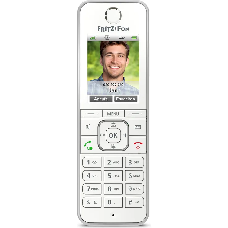AVM FRITZ!Fon C6 DECT-Komforttelefon (hochwertiges Farbdisplay, HD-Telefonie, Internet-/Komfortdienste, Steuerung FRITZ!Box-Funktionen), VoIP-Telefon, weiß