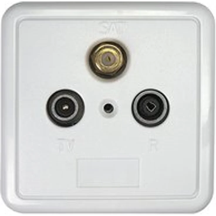 Axing SSD 2-10 Sat Durchgangsdose mit 10 dB Anschlussdämpfung, vergoldete F-Buchse mit Deckel und Rahmen