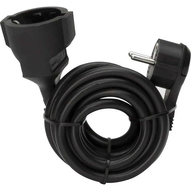 Kopp 143505080 Verlängerung mit Schutzkontakt-Flachstecker, 2 m, schwarz