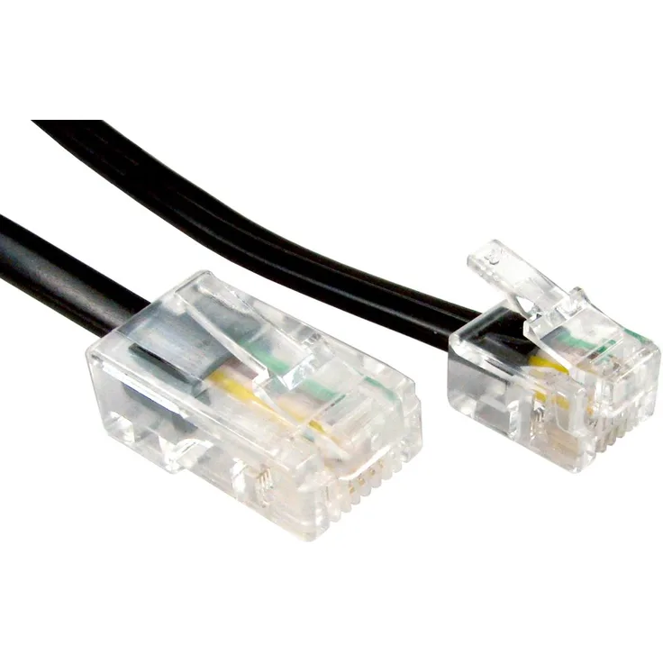 RJ11 Männlich Stecker Zum 4 Draht RJ45 Männlich Stecker Flach Kabel Anschlusskabel 3 m Schwarz