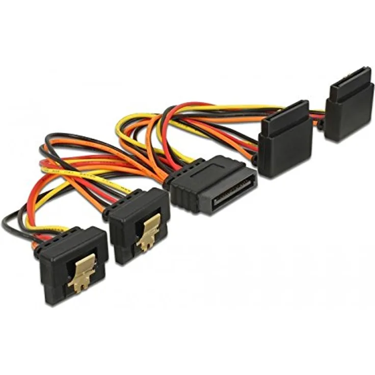 DeLOCK - Netz-Splitter - SATA Leistung (S) eingerastet bis SATA Leistung (R) Metallclip - 3,3 / 5 / 12 V - 15cm - Schwarz, Gelb, Rot, orange (60153)