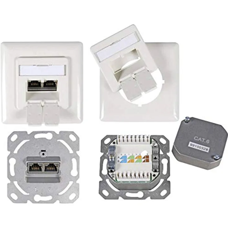 EFB Datendose Cat.6 250MHz rechts/links,Unterputz,2xRJ45,wei, ET-25211.2V1