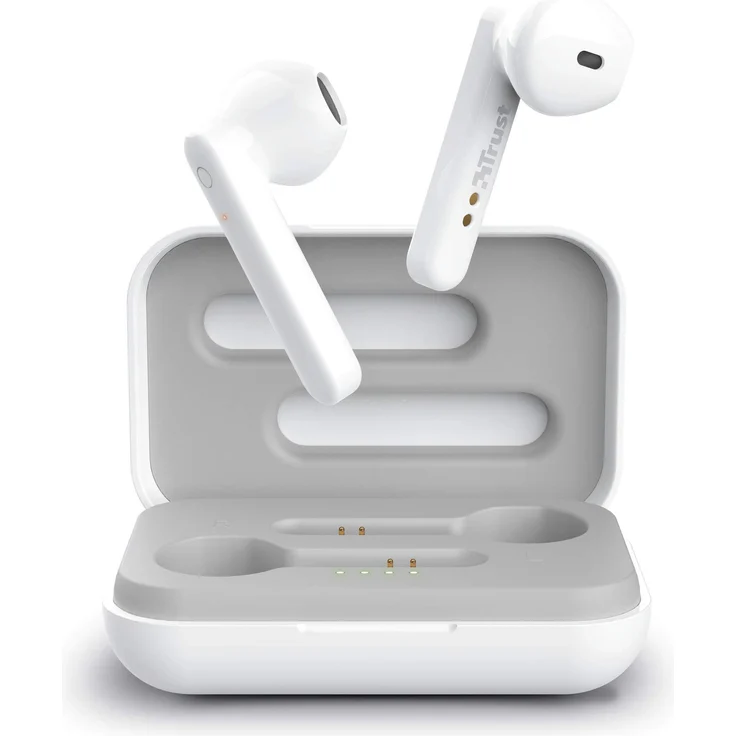 Trust Mobile Primo Touch Bluetooth Kopfhörer in Ear, Kabellose Ohrhörer, True Wireless Earbuds mit Ladecase (TWS, Mit Mikrofon, 10H Spielzeit) Weiß – Bild 1
