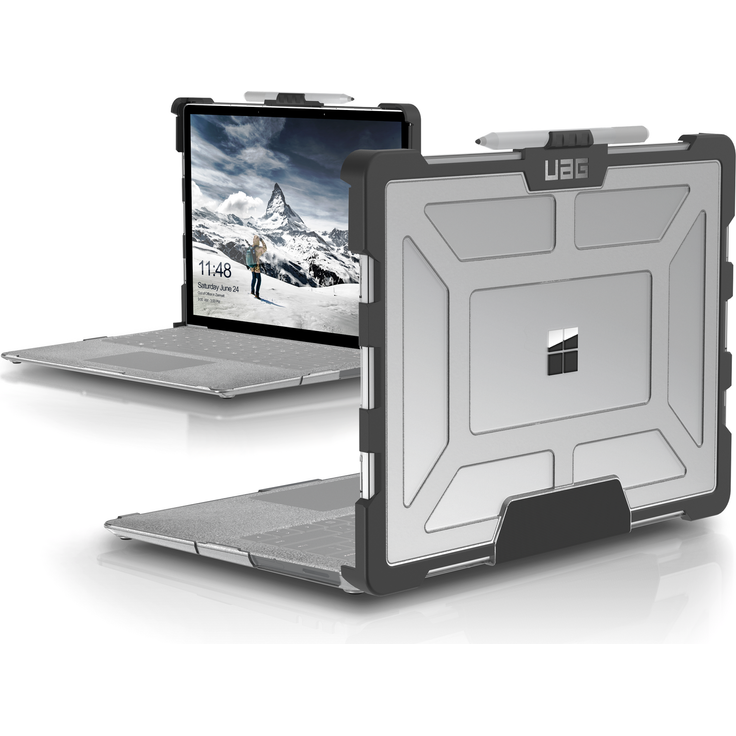 Urban Armor Gear Plasma Hülle für Microsoft Surface Laptop 3 - Laptop 2 - Laptop 1 (Microsoft zertifizierte Schutzhülle, Surface Pen Halterung, Lüftungsschlitzaussparungen) - transparent