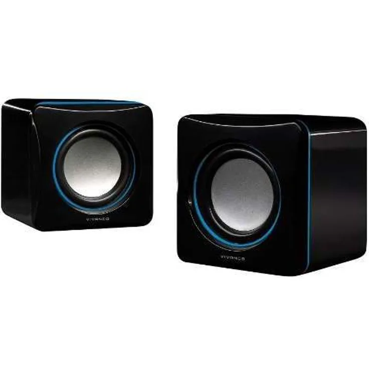 Vivanco IT-SP 2.0 tragbarer Stereo Lautsprecher für Notebook (3,5mm Klinkenstecker) inkl. USB Stromversorgung schwarz-blau