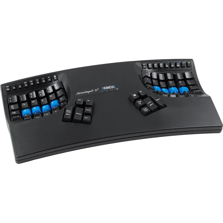 Kinesis Advantage2 Tastatur Black top case, Cherry MX Quiet Red Switches, QWERTY keycaps
