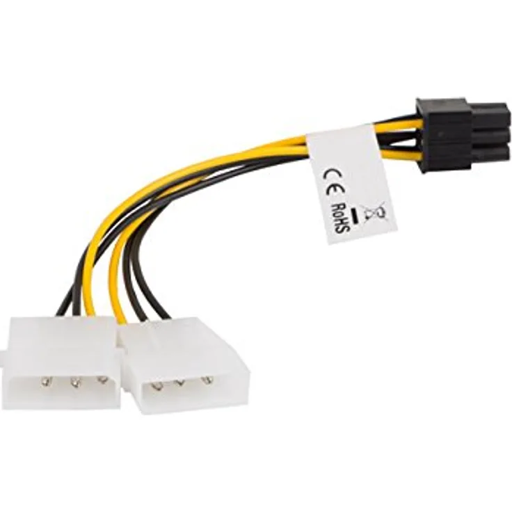 lanberg CA-HD6P-10CU-0015 Molex (3Pol) Stecker auf Molex (3Pol) Buchse und Btx-PSU (6Pol) Port Y-Kabel Splitter Mehrfarbig