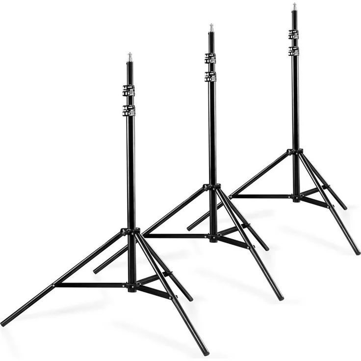 Walimex Pro WT-806 Lampenstativ 3er Set (max. Höhe 256 cm und Federdämpfung, inkl. 3 Transporttaschen) – Bild 1