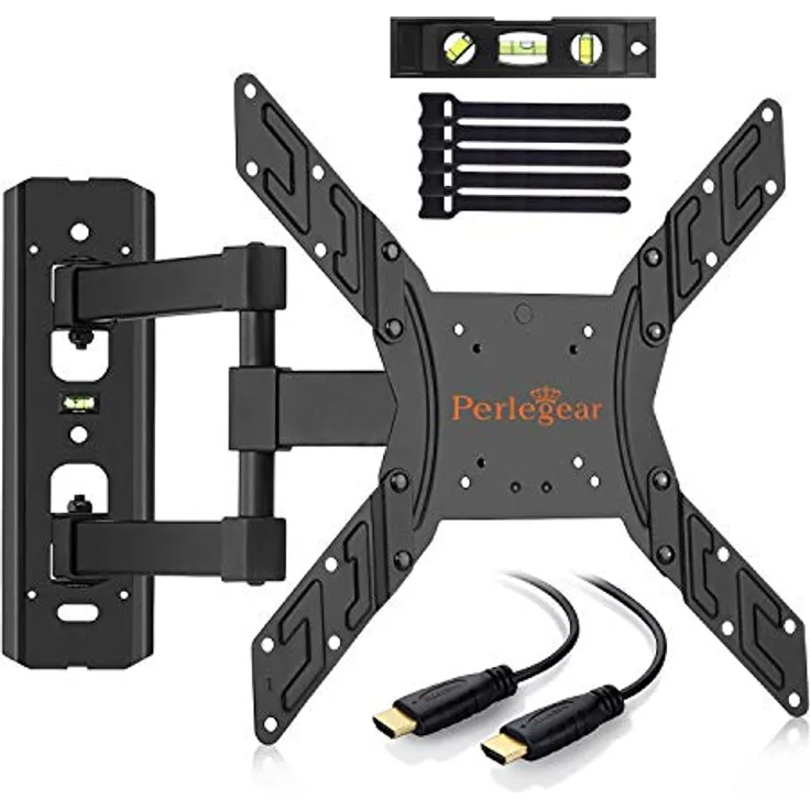 Perlegear TV Wandhalterung Schwenkbar Neigbar - Ausziehbar TV Halterung Curved 4K LED LCD OLED Flachbildfernseher, TV Wandhalter 58-140cm 23-55 Zoll TV, VESA 75x75mm-400x400mm, 1.8m HDMI Kabel, Schwarz