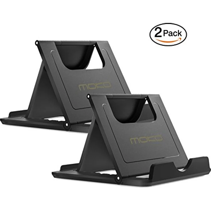 MoKo Mini Portable Handy / Tablet Ständer(2 Pack)- Faltbar Desktop Halterung für 6-8'' Tablet, E-Reader, Handy, iPhone 7 / 7 Plus/ 8/ X, iPad, Galaxy Tab, S7/ S7 Edge, Galaxy Note 8, Schwarz?2 – Bild 1