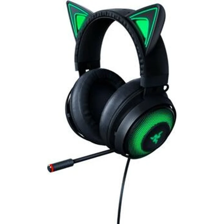 Razer Kraken Kitty - Gaming Headset (Das Katzenohren-Headset mit anpassbarer RGB Chroma-Beleuchtung, Mikrofon mit aktiver Rauschunterdrückung, Bedienelemente an der Ohrmuschel) schwarz – Bild 1