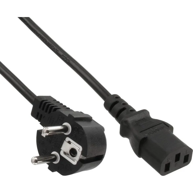 INLINE - Stromkabel - CEE 7/7 (SCHUKO) (M) bis IEC 320 EN 60320 C13 - 3 m - 90° Stecker - Schwarz