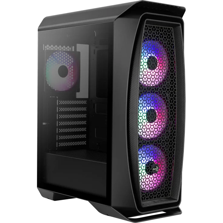 Aerocool AEROONEFROST, PC ATX-Box, 4 RGB-Lüfter, Glasscheibe, schwarz – Bild 1