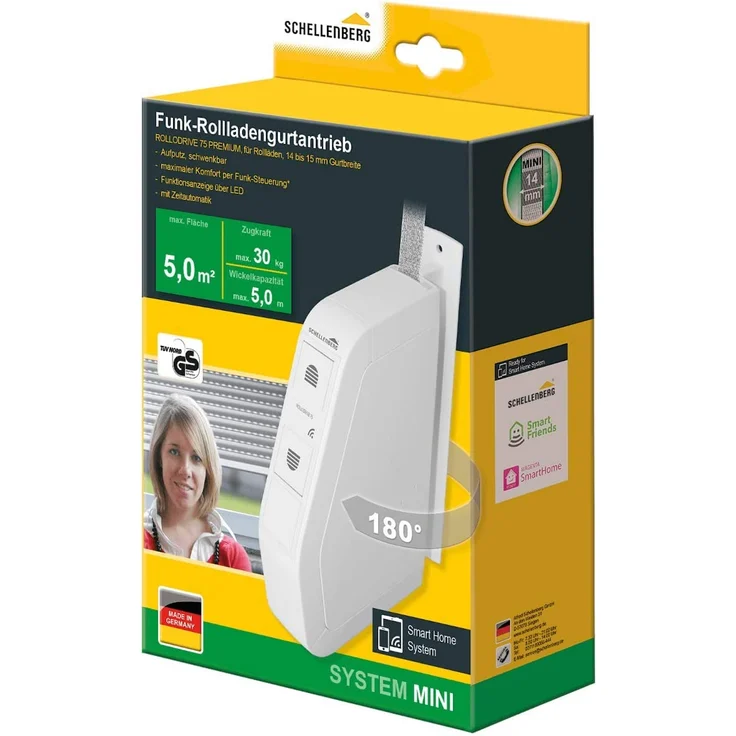 Schellenberg RolloDrive 75 Premium - Elektrischer Gurtwickler mit Funk, geeignet für Smart Home, Funkgurtwickler bis 5 m² Rollladenfläche, 30 kg Zugkraft, Unterputz-Montage, inkl. Netzstecker, weiß (22576) – Bild 10