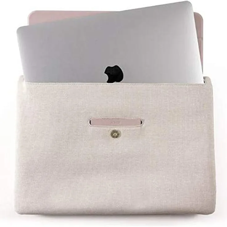 KMP Sleeve – Tasche aus Echtleder für Laptop-MacBook (max. 13 Zoll) - pink - Slim-fit aus Textil & Echtleder – vollständige Innenpolsterung und Magnetverschluss