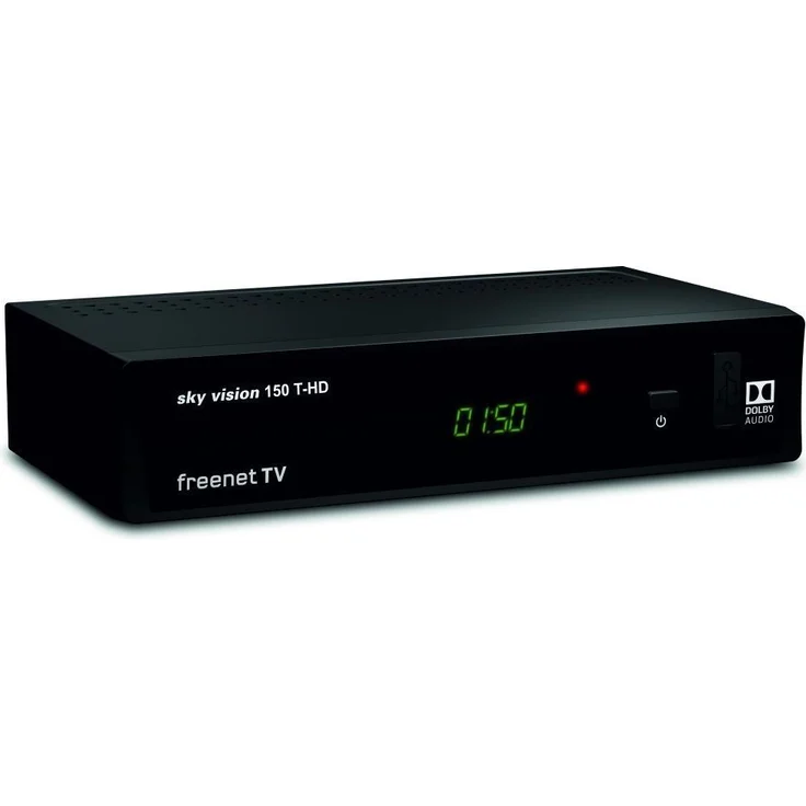 Sky Vision 150 T-HD DVBT-2 Receiver, Digitaler Receiver für DVB-T2, HD TV Receiver, HEVC H.265 Decoder, HDMI, USB 2,0, LAN, SCART, Dolby DIGITAL Plus, freenet TV Receiver, Schwarz – Bild 2