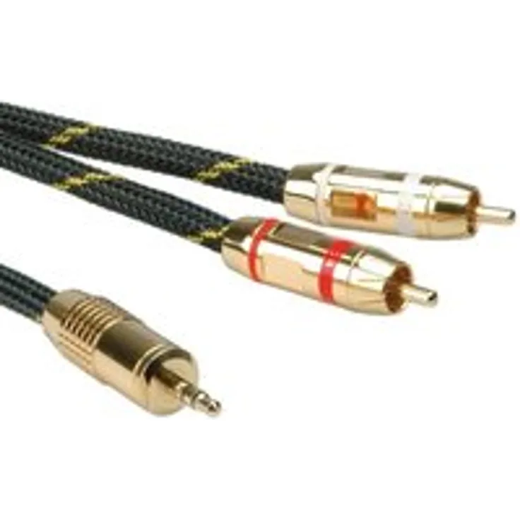 ROLINE GOLD AUX Kabel I 3,5 mm Stereo 2 x Cinch Stecker I Audiokabel I 10 m