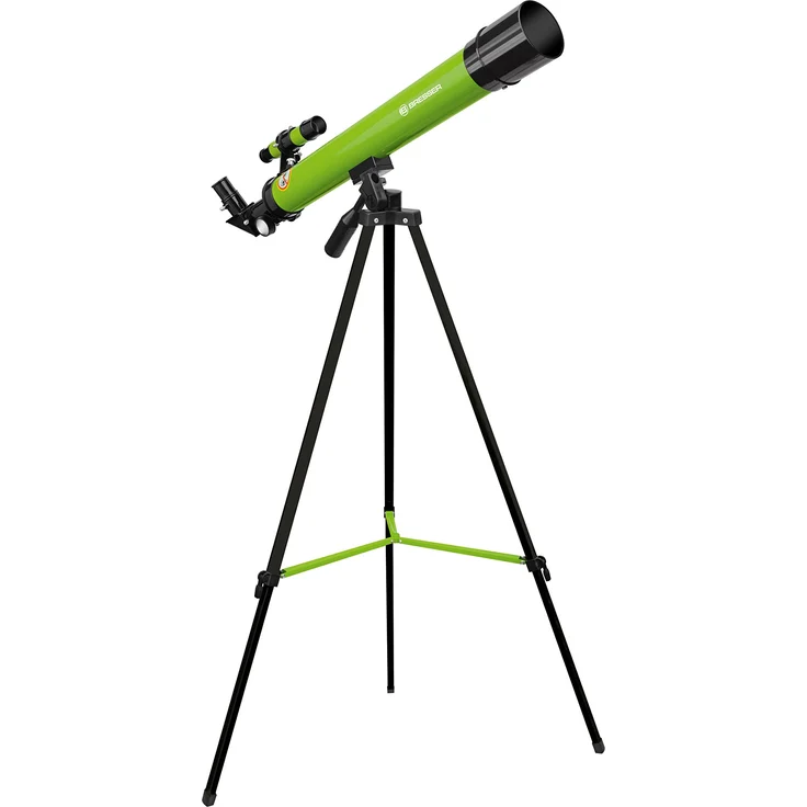 Bresser Junior Linsenteleskop 50-600 AZ mit Stativ zum Beobachten von Mond, Planeten und Tageslichtbeobachtungen inklusive Zubehör, grün – Bild 1