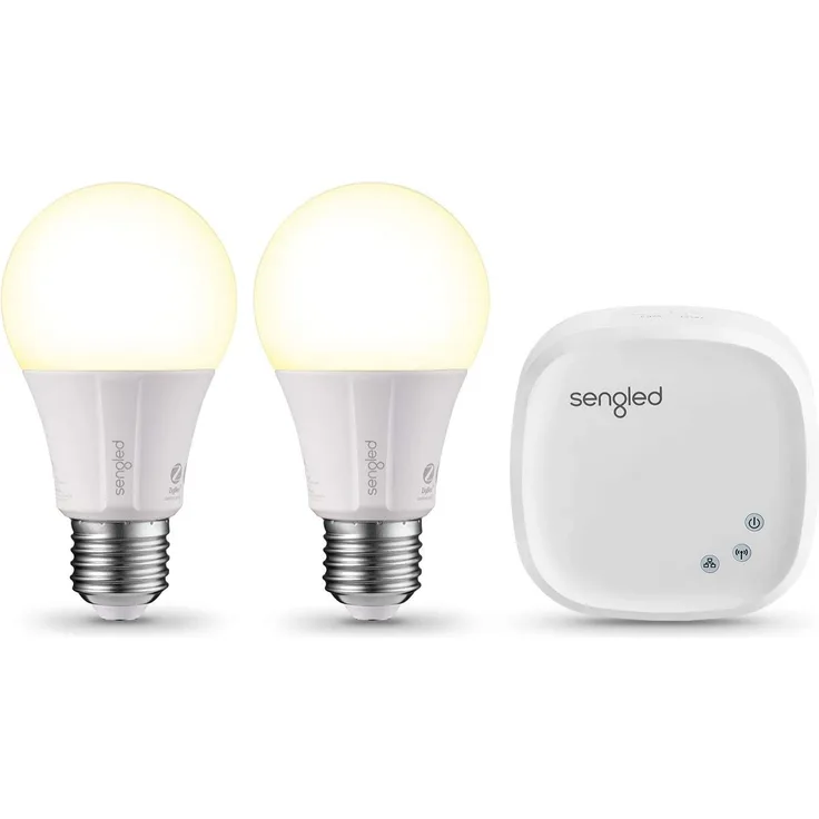 Sengled Element Classic Smart Led lampe E27 Starter Set, zwei Lampen inkl. Hub, Dimmbar, Warmweißes Licht, Birne 60W, Erweiterung, Steuerbar Via App, kompatibel mit Amazon Alexa, Licht Lampe