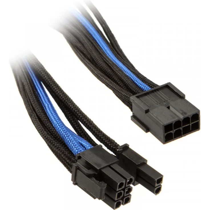 SilverStone SST-PP07-PCIBA - Netzteil-Verlängerungskabel 25cm 8pin auf PCI-E 6+2pin, schwarz-blau – Bild 1