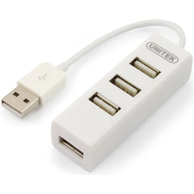 UNITEK Hub 4 Port USB 2.0, Datenhub Multiport Verteiler für PC, Laptop, Tastatur, Mouse, Drucker. iOS (Mac) + Windows Kompatibilität, 480Mbps, Plug&Play, Schwarz