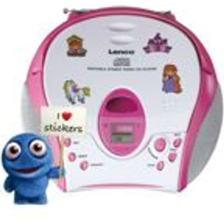 Lenco SCD-24 Kids CD-Player pink CD-Player FM-Radio klinken stickers – Bild 1