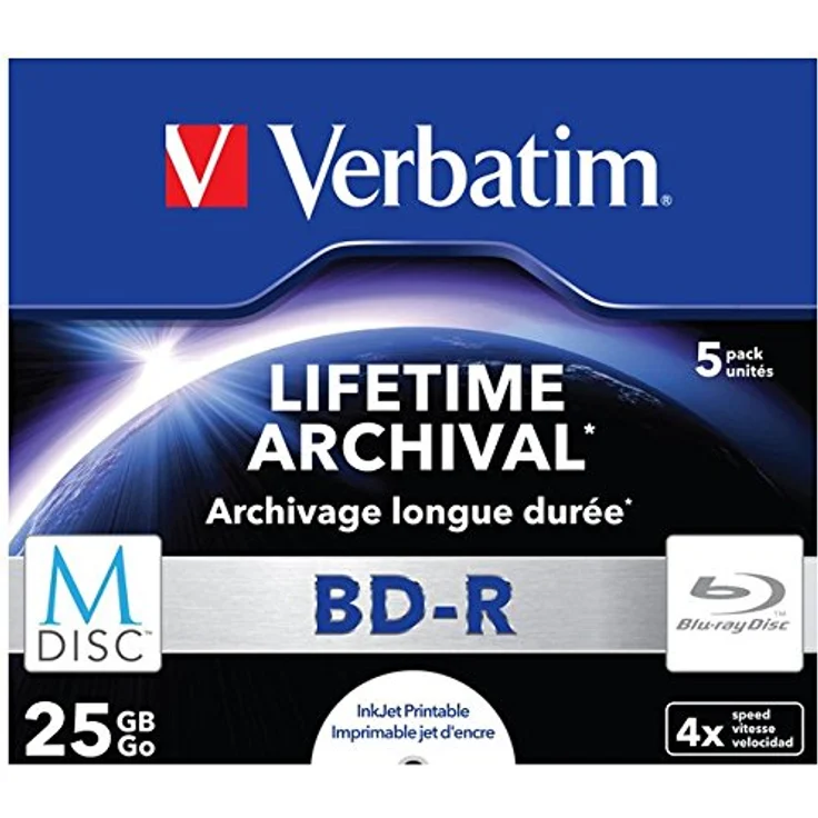 Verbatim M-Disc BD-R mit 25 GB - 4-fache Brenngeschwindigkeit - langlebige Blu-Ray Disc - 5 Stück - Preisvergleich – Bild 1