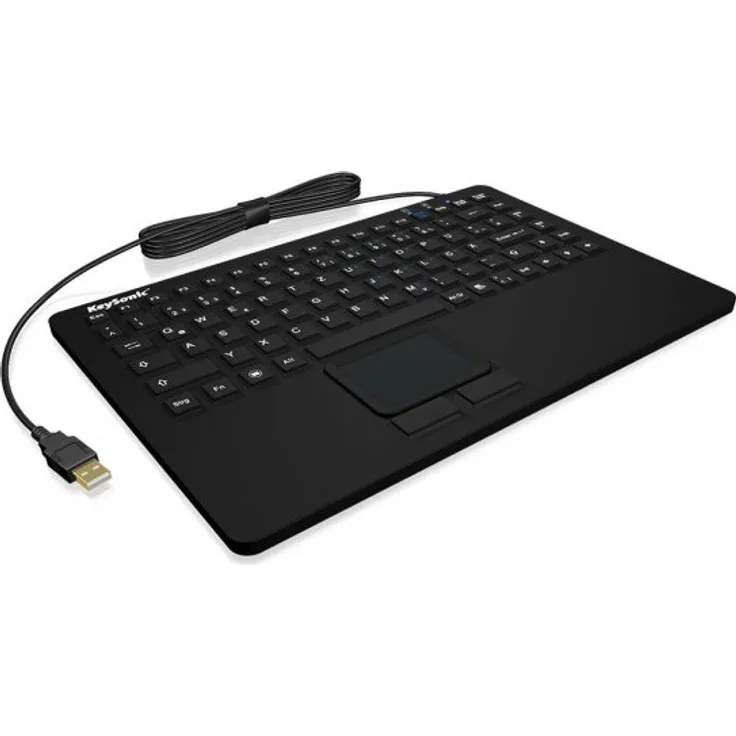 Keysonic KSK-5230IN - Tastatur - mit Touchpad - USB - Schweiz QWERTZ - Schwarz / Weiß (28079)
