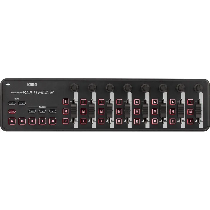 KORG NANOKNTRL2-BK USB-MIDI-Controller mit 8 Kanälen (8 Fader und 8 Drehregler), Schwarz