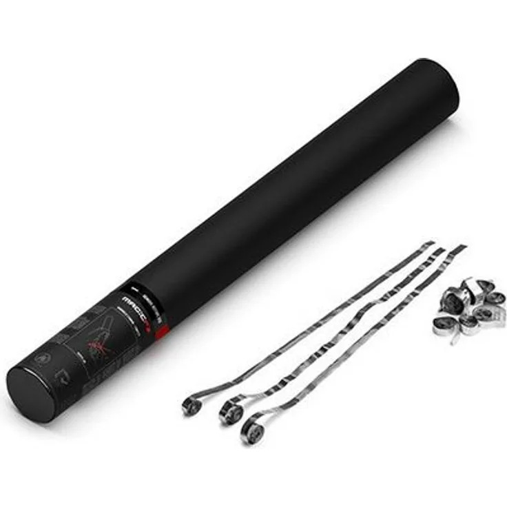 Magic FX Handheld Luftschlangen Kanone 50cm Silber Metallic