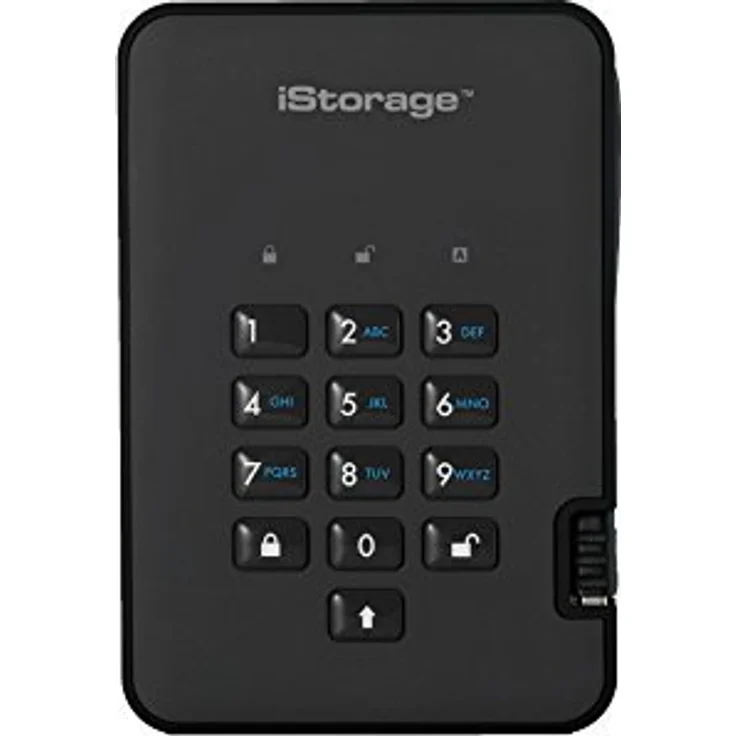 iStorage diskAshur² - Solid-State-Disk - verschlüsselt - 2 TB - extern (tragbar) - USB 3.1 - FIPS 197, 256-bit AES-XTS - Phantomschwarz (IS-DA2-256-SSD-2000-B) – Bild 1