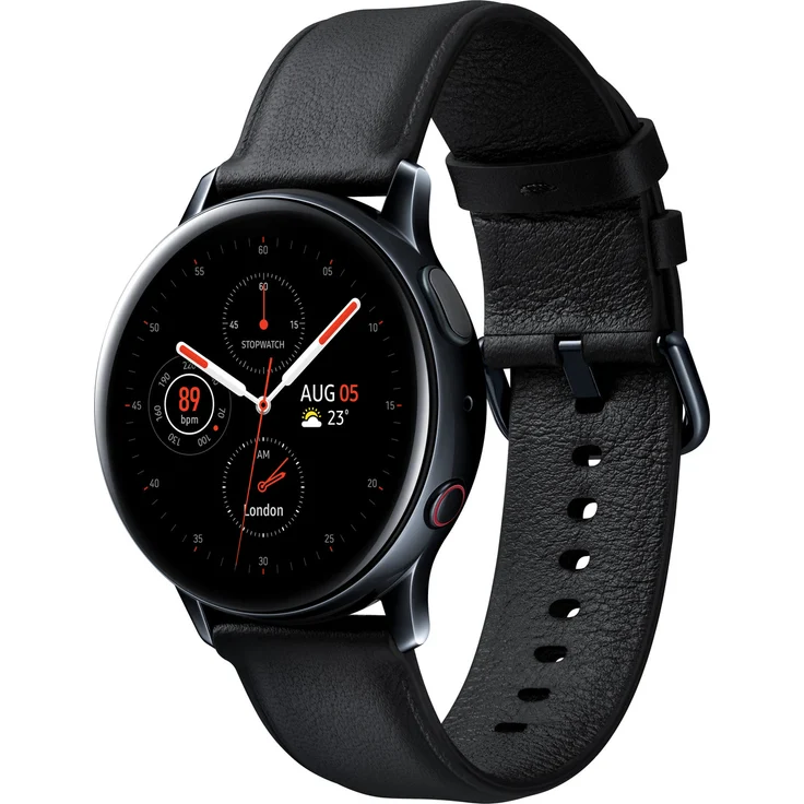 Samsung Galaxy Watch Active 2 Smartwatch GPS + LTE, Unisex, 40mm, Edelstahlgehäuse, Lederarmband, Schwarz – Bild 2