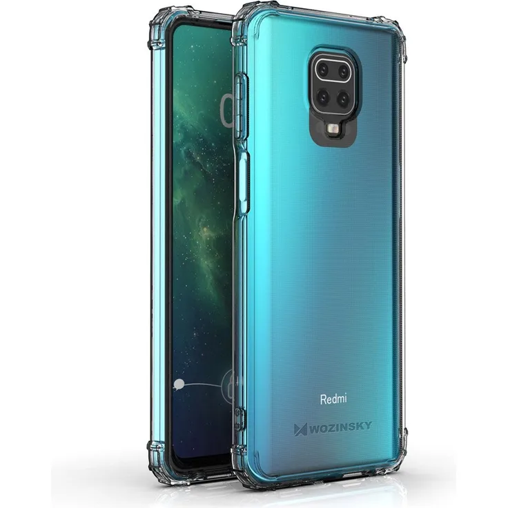 WOZINSKY Silikon TPU Case Panzer Hülle, geeignet für Xiaomi Redmi Note 9S, Handy-Schutzhülle, transparent