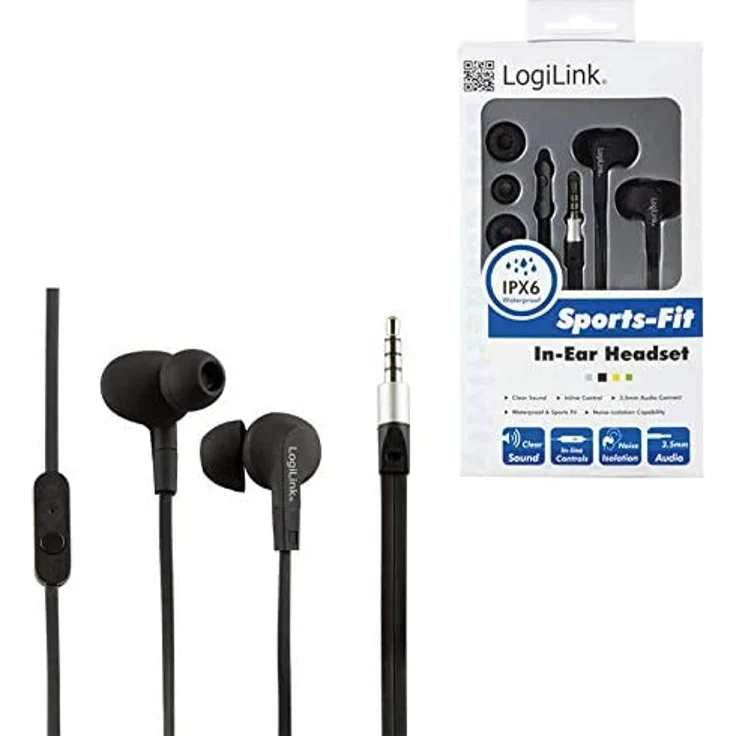 LogiLink Stereo Headset 3,5mm mit (2er Pack) Ear Bud In-Ear Kopfhörer, mit Mikrofon, schwarz – Bild 5