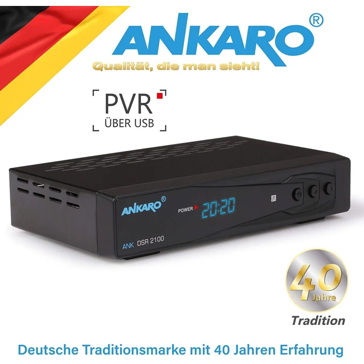 Ankaro DSR 2100 Plus HD HDTV digitaler Satelliten-Receiver HDTV, DVB-S/S2, HDMI, EPG, schwarz – Bild 1