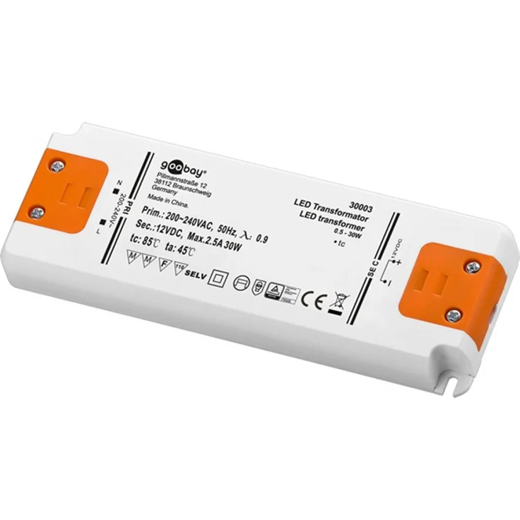 LED-Transformator 230V (AC) auf 12V (DC) für 0,5 bis 30 Watt LED-Lampen – Bild 1